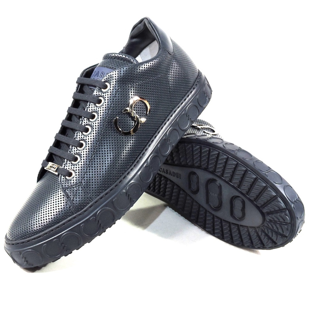 CASADEI 🇮🇹 MEN'S BLUE LEATHER COMFORT FASHION SNEAKER - Picture 7 of 8